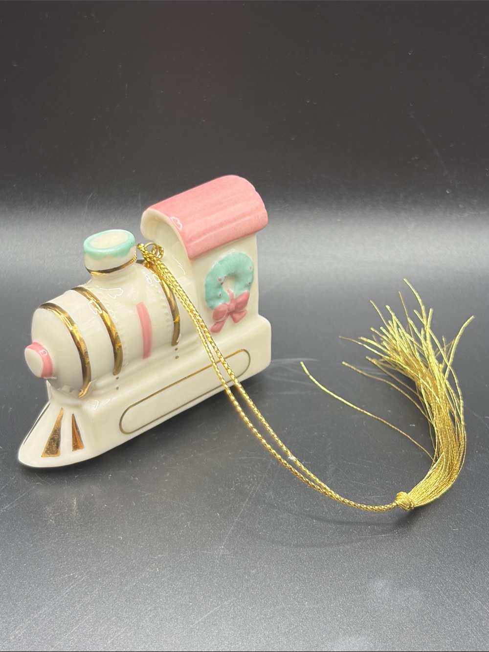 Lenox Porcelain Train Christmas Ornament Holiday Decor Cute Coquette Kawaii